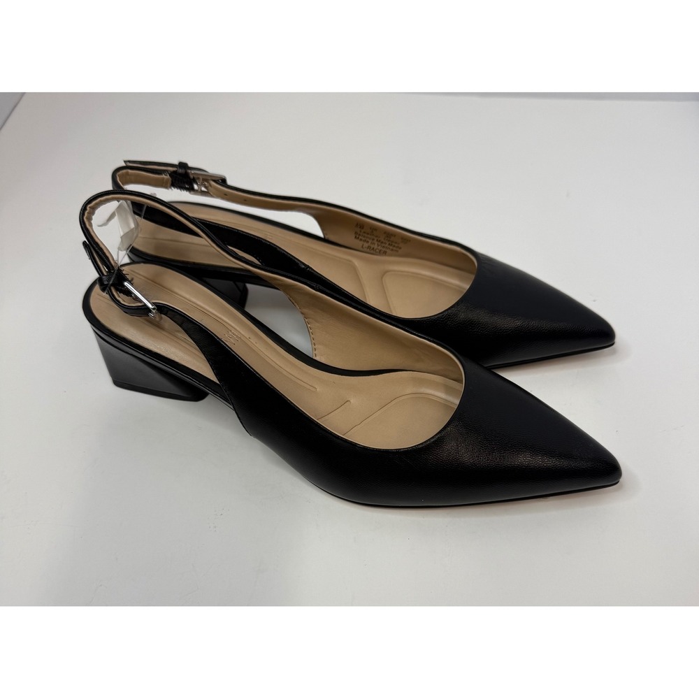 Franco Sarto L-Racer Women's Pointed Toe Block Heel Slingback Pumps Size 5 Black